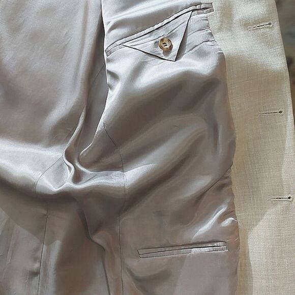 Vtg Guy Laroche "Charles" natural tone wool-linen blend sport coat - Picture 7 of 14